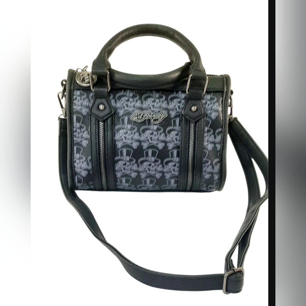 Ed Hardy Mini Crossbody Bag Black Skull Bones Top Hat